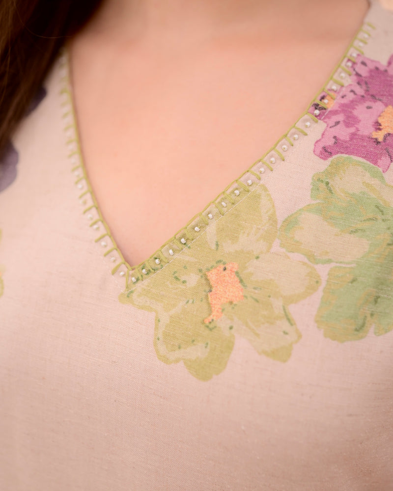 Ivory Green Pastel Garden Linen Suit