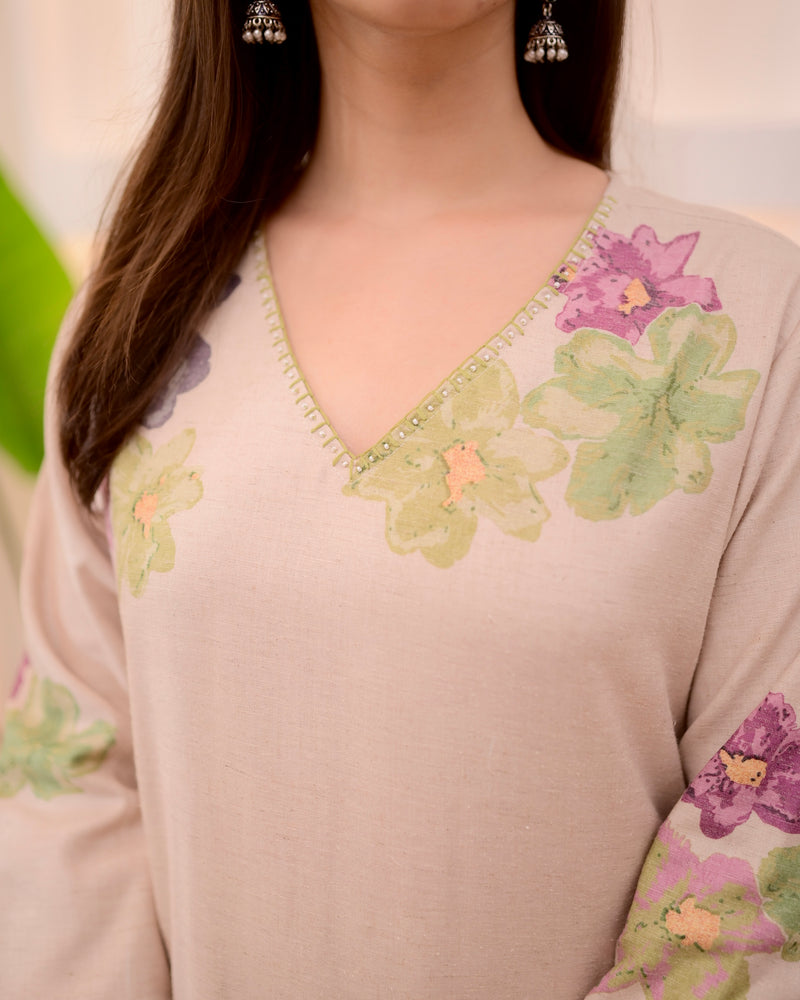 Ivory Green Pastel Garden Linen Suit
