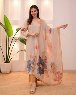 Ivory Mustard Pastel Garden Linen Suit