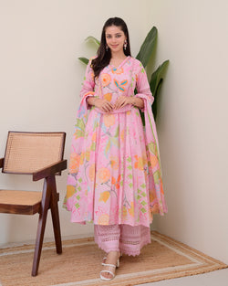Gulbahar Pakistani Schiffli Floral A Line Suit