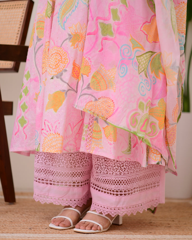Gulbahar Pakistani Schiffli Floral A Line Suit