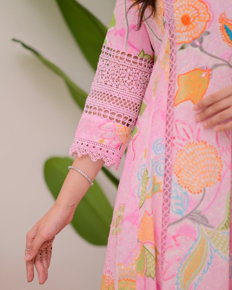 Gulbahar Pakistani Schiffli Floral A Line Suit