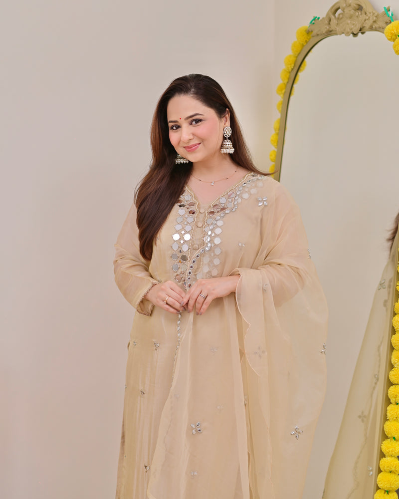 Ivory Gold Mirror Muse Shimmer Tissue Suit