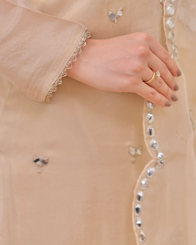 Ivory Gold Mirror Muse Shimmer Tissue Suit
