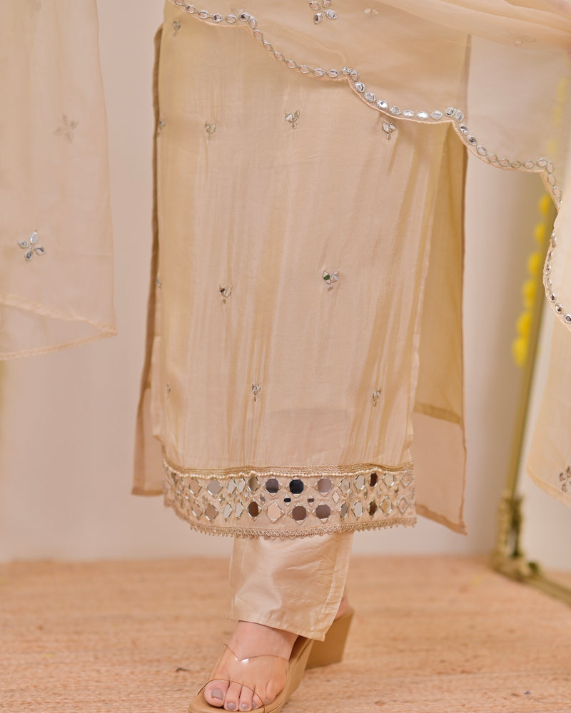 Ivory Gold Mirror Muse Shimmer Tissue Suit