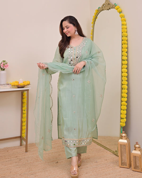 Pista Green Mirror Muse Shimmer Tissue Suit