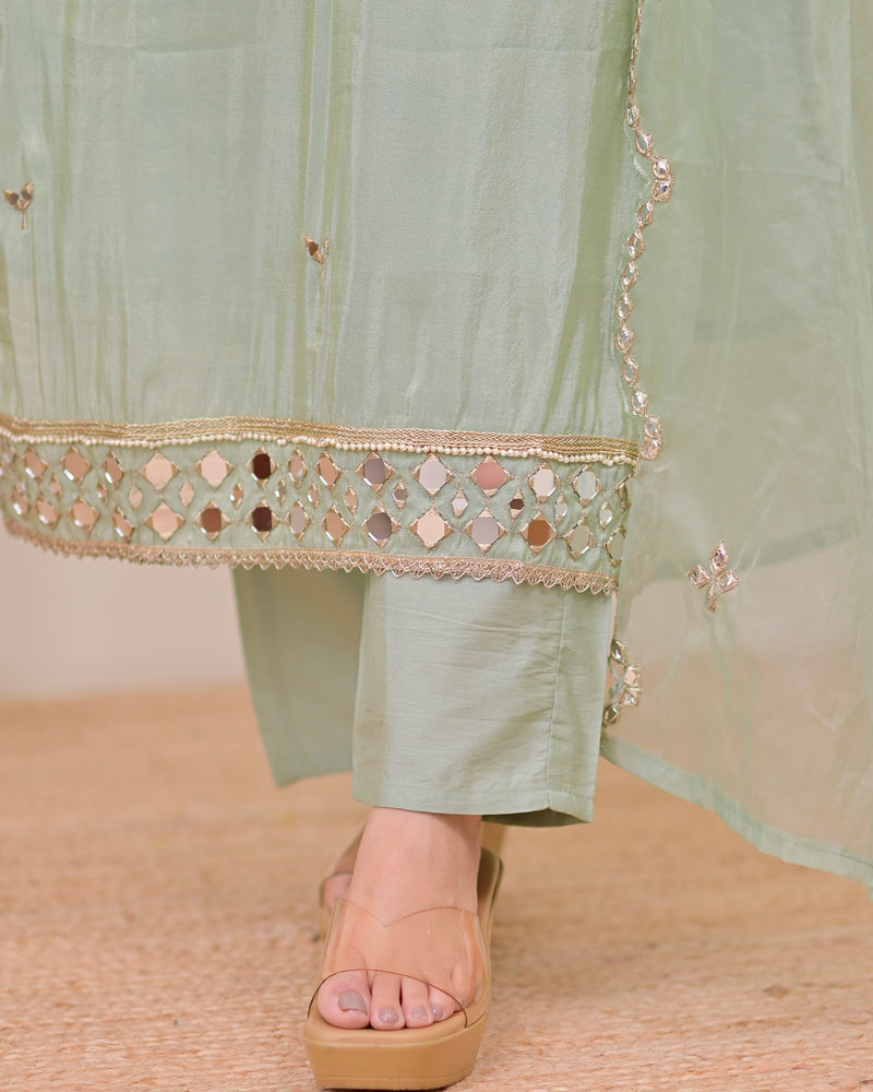 Pista Green Mirror Muse Shimmer Tissue Suit