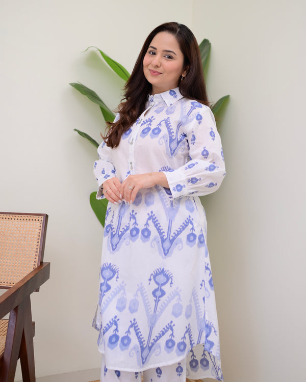 Blue White Baroque Premium Cotton Co-ord