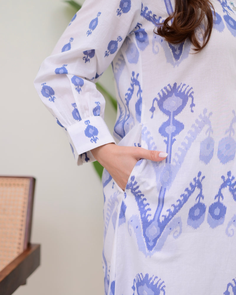 Blue White Baroque Premium Cotton Co-ord