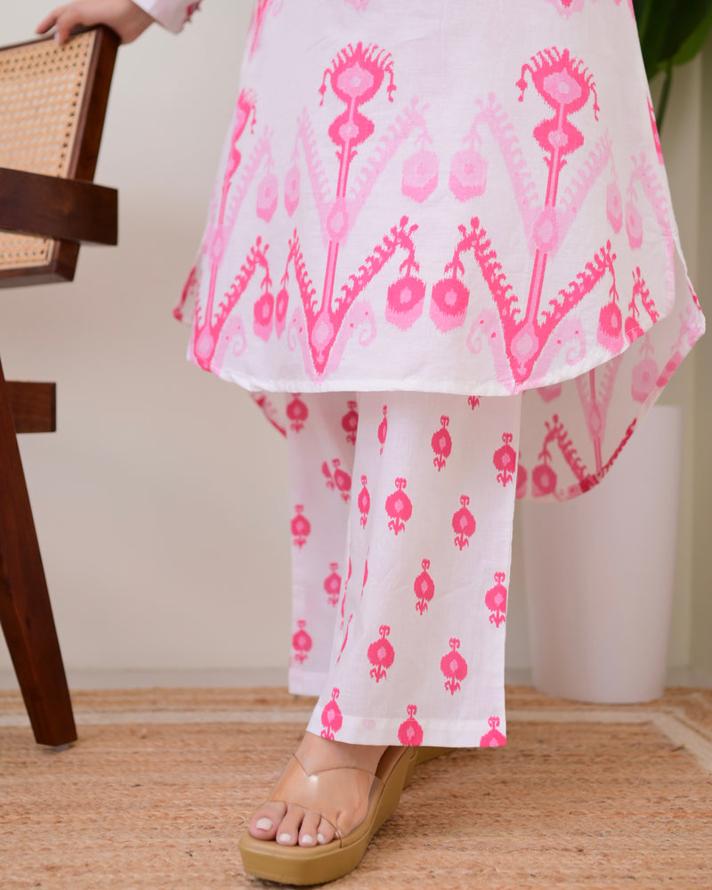 Pink White Baroque Premium Cotton Co-ord