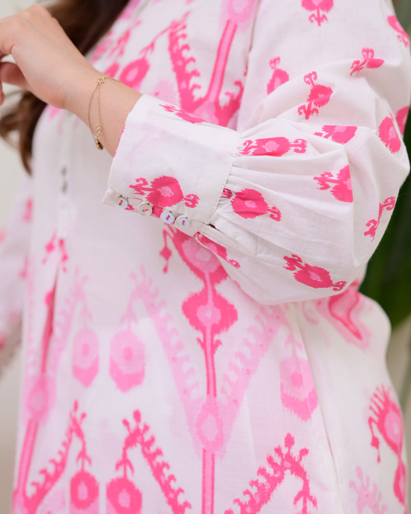 Pink White Baroque Premium Cotton Co-ord