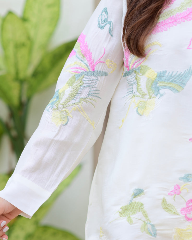 Ivory Roman Silk Threadwork Statement Co-ord