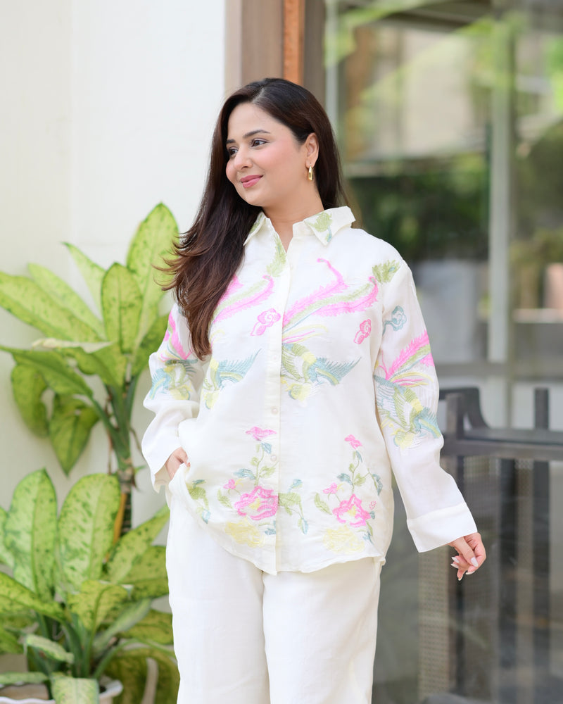 Ivory Roman Silk Threadwork Statement Co-ord