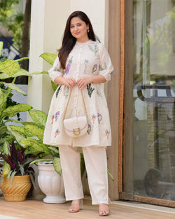 Ivory Rosemary Threadwork Cotton Co-ord Set