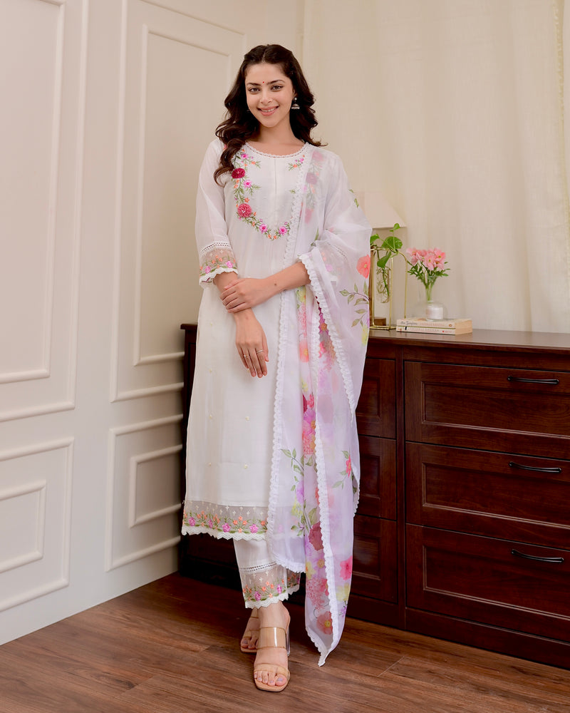 Ivory Applique Work Festive Suit