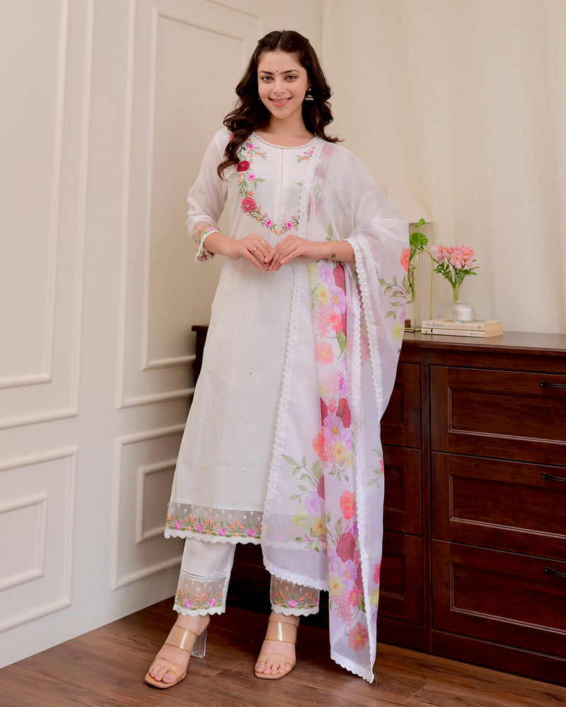 Ivory Applique Work Festive Suit