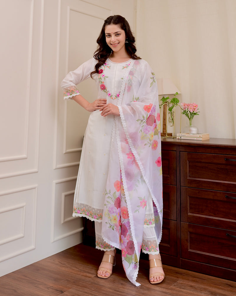 Ivory Applique Work Festive Suit
