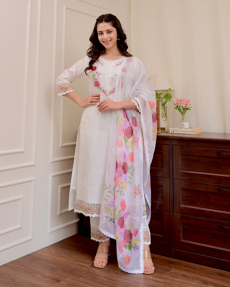 Ivory Applique Work Festive Suit