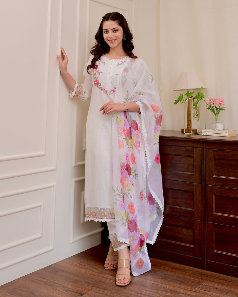 Ivory Applique Work Festive Suit