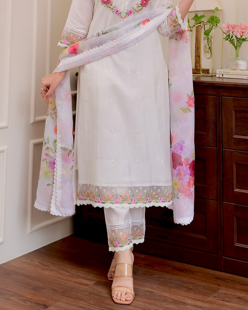 Ivory Applique Work Festive Suit