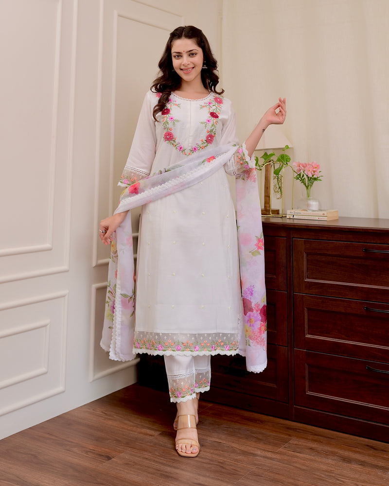 Ivory Applique Work Festive Suit