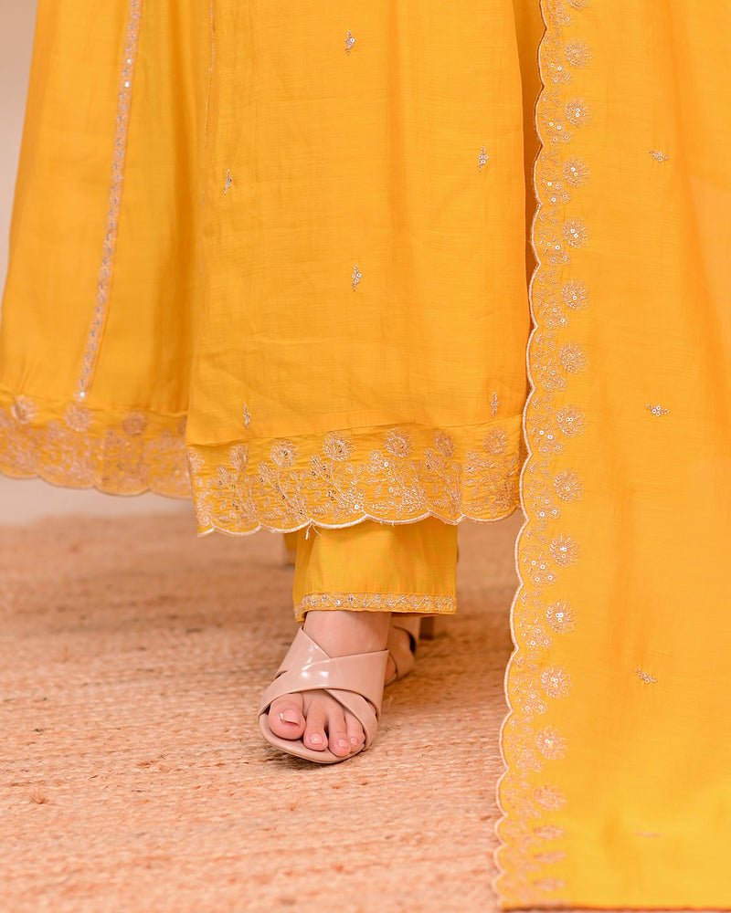 Sunhera Noor Handwork Mul Chanderi A Line Suit