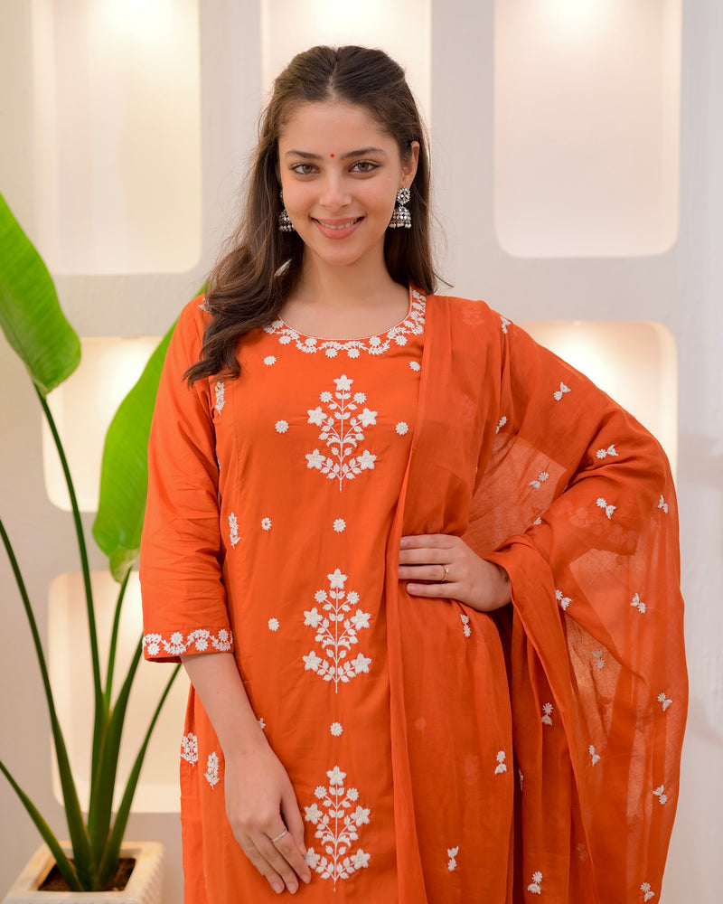 Rust Threadwork A Line Cotton Suit