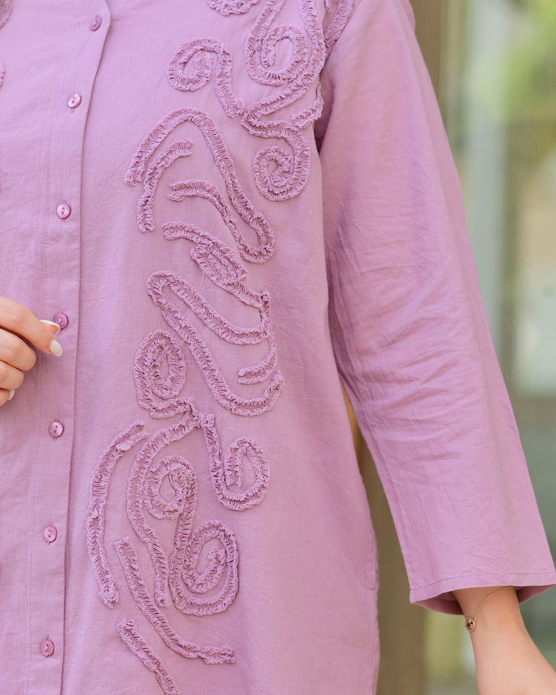 Orchid Dreams Applique Premium Cotton Dress
