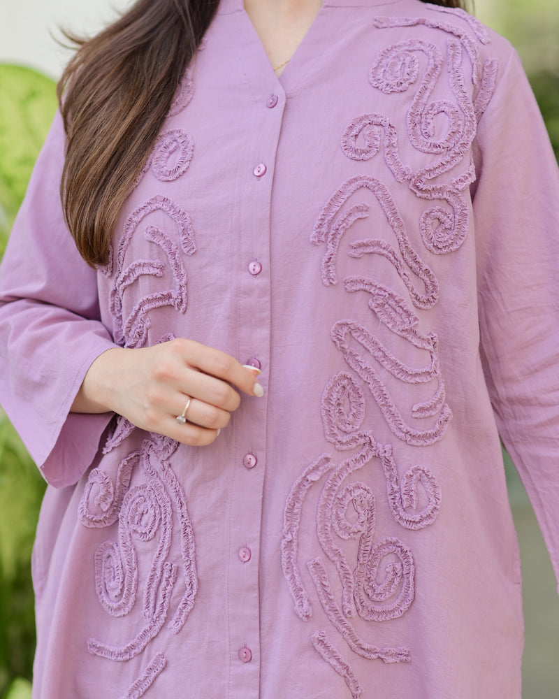 Orchid Dreams Applique Premium Cotton Dress