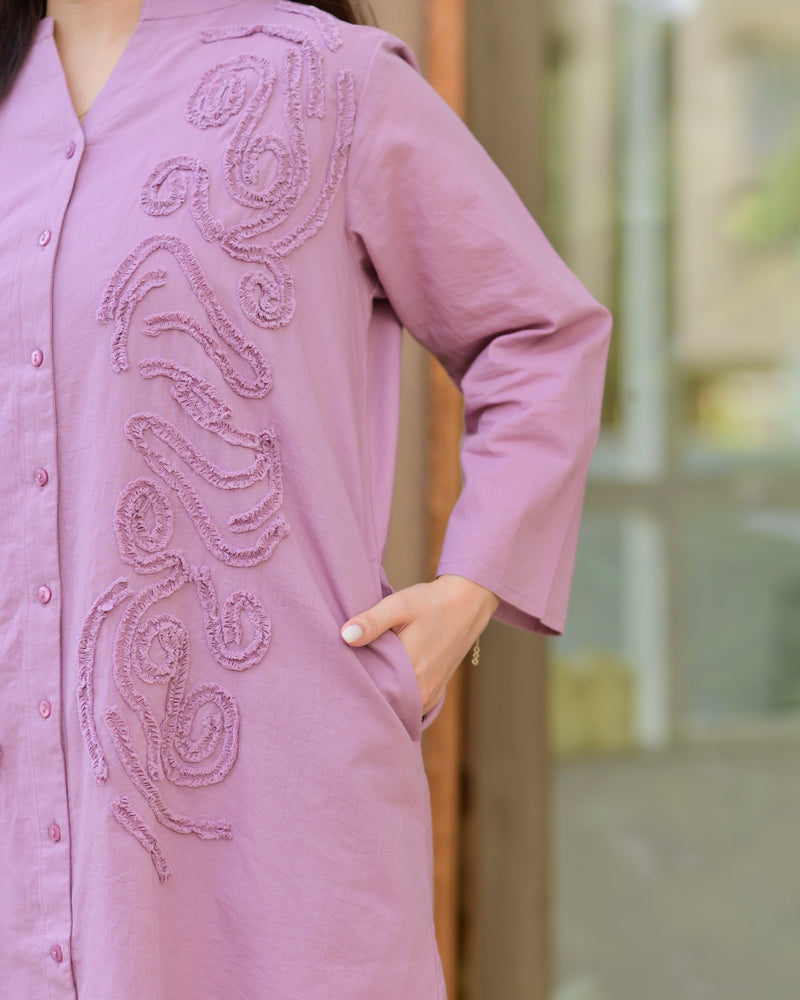 Orchid Dreams Applique Premium Cotton Dress