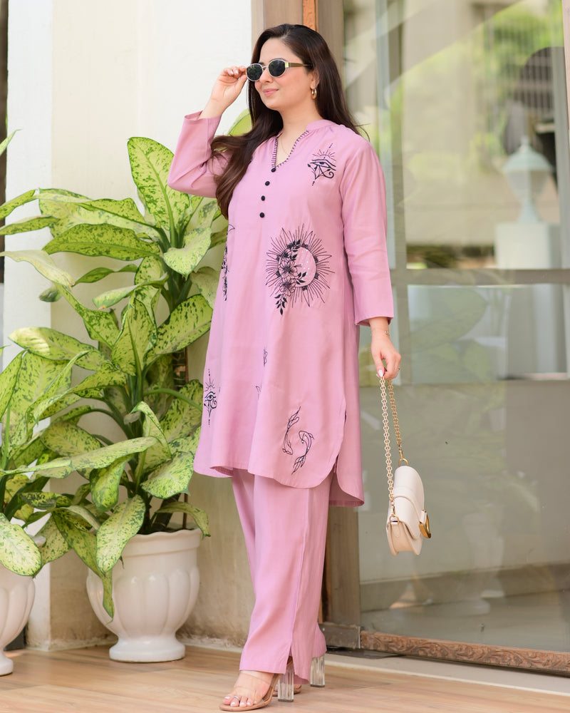Mauve Lunar Threadwork Classic Co-ord