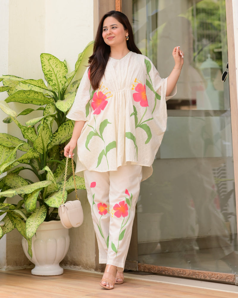 Ivory Bloom Bliss Cotton Kaftan Co-ord