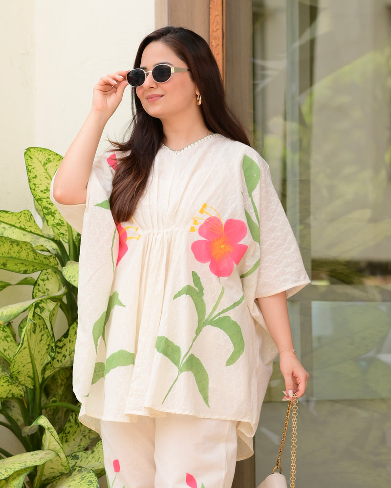 Ivory Bloom Bliss Cotton Kaftan Co-ord