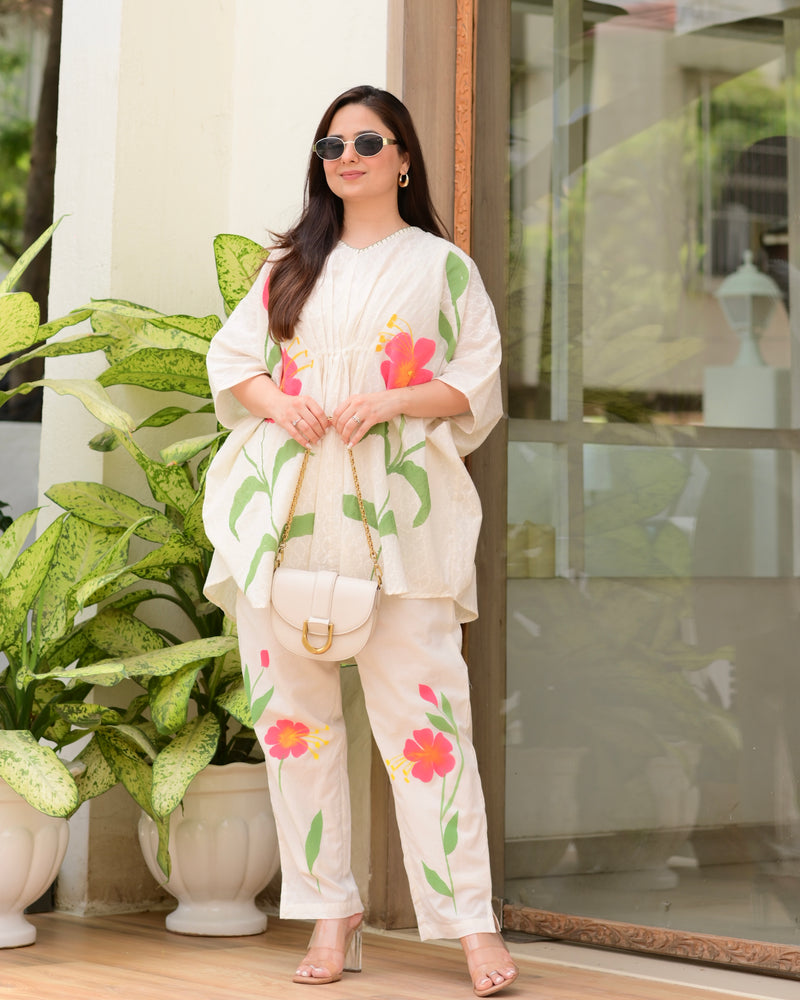 Ivory Bloom Bliss Cotton Kaftan Co-ord