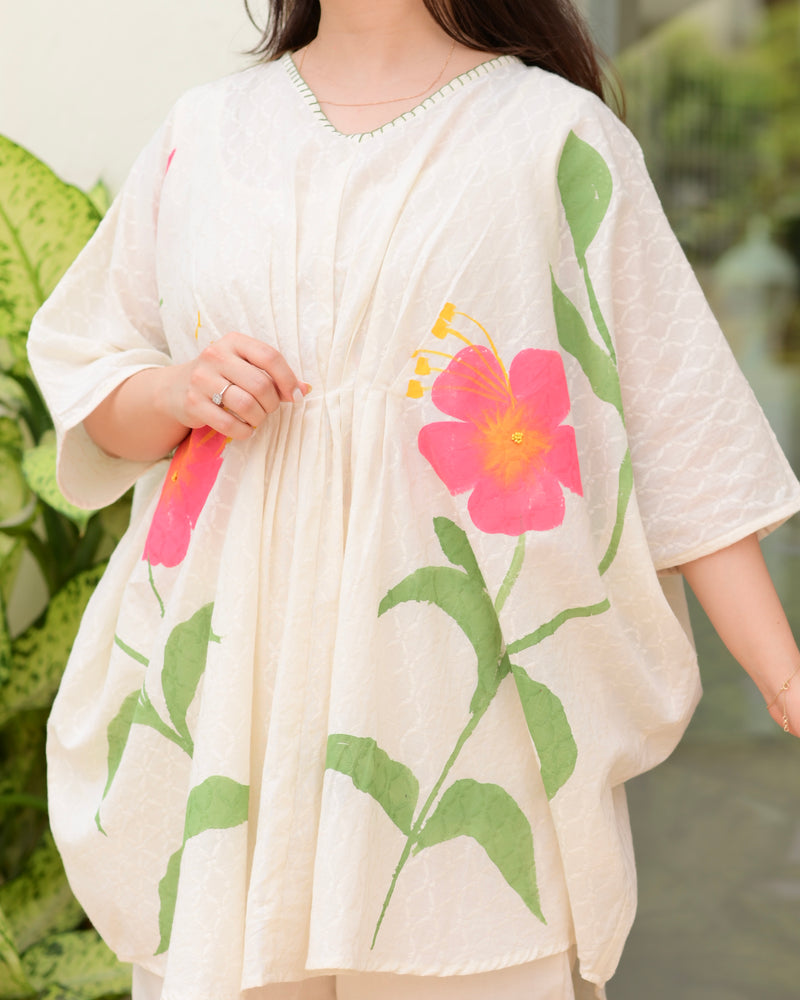 Ivory Bloom Bliss Cotton Kaftan Co-ord
