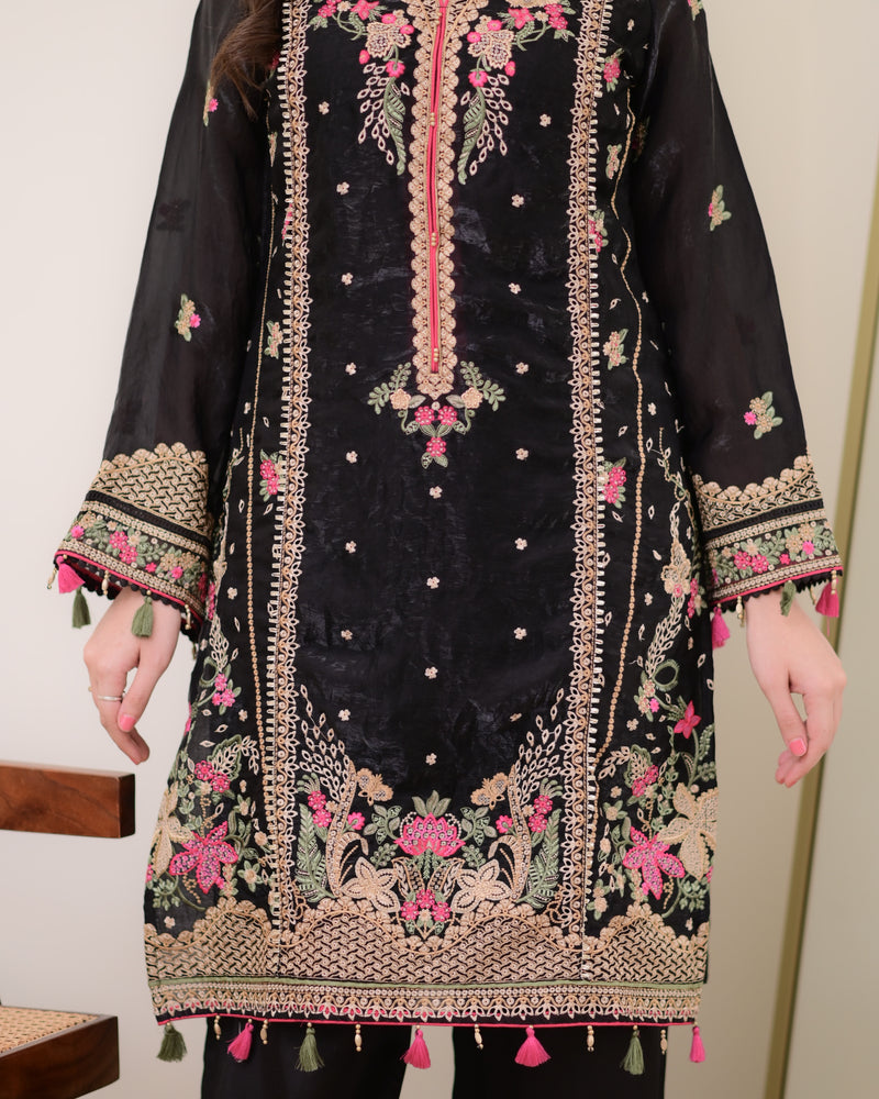 Black Pakistani Threadwork Goldcrush Festive Suit