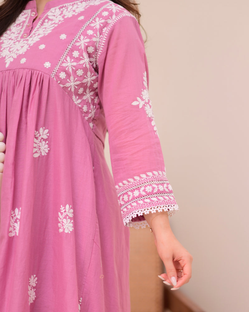 Rose Reverie Chikankari Mul Cotton Co-ord