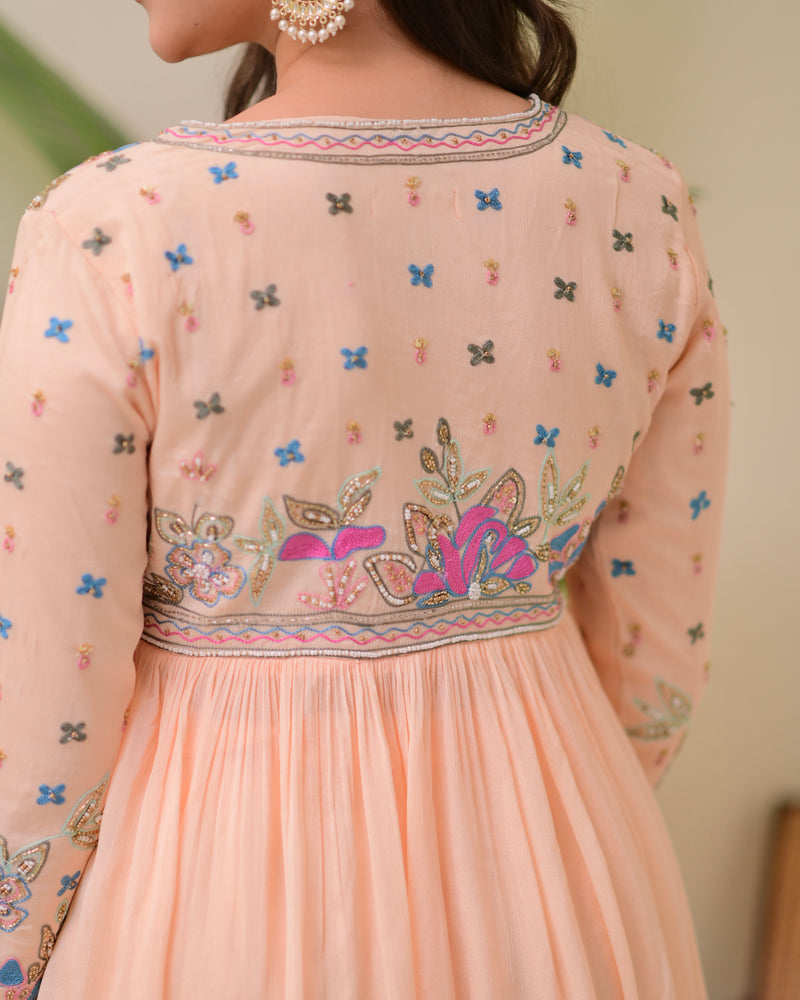 Blush Pink Handwork Chinnon Festive Sharara Set