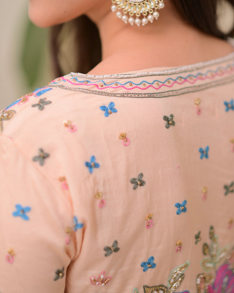 Blush Pink Handwork Chinnon Festive Sharara Set