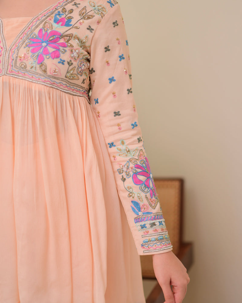 Blush Pink Handwork Chinnon Festive Sharara Set