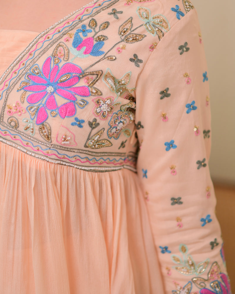 Blush Pink Handwork Chinnon Festive Sharara Set