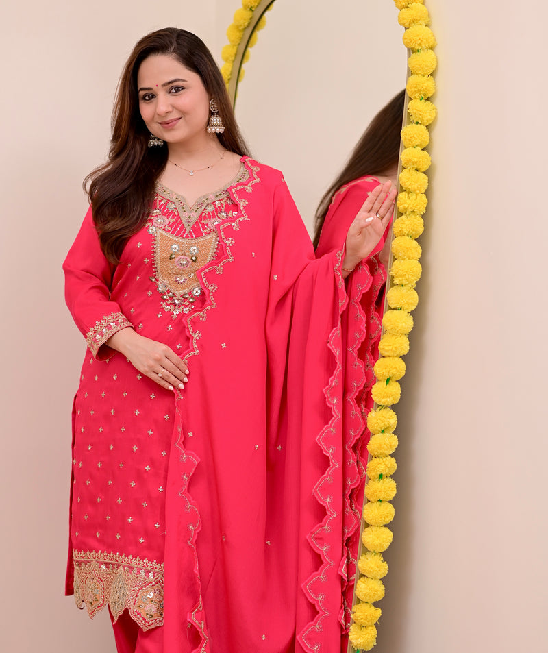 Noor-e-Rani Chanderi Silk Handwork Festive Suit