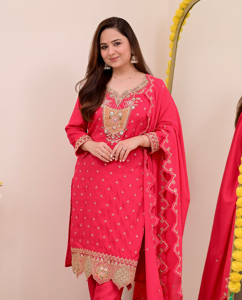 Noor-e-Rani Chanderi Silk Handwork Festive Suit
