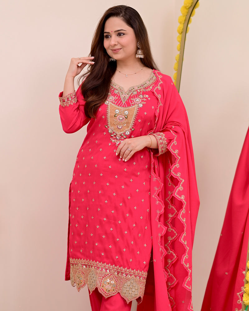 Noor-e-Rani Chanderi Silk Handwork Festive Suit