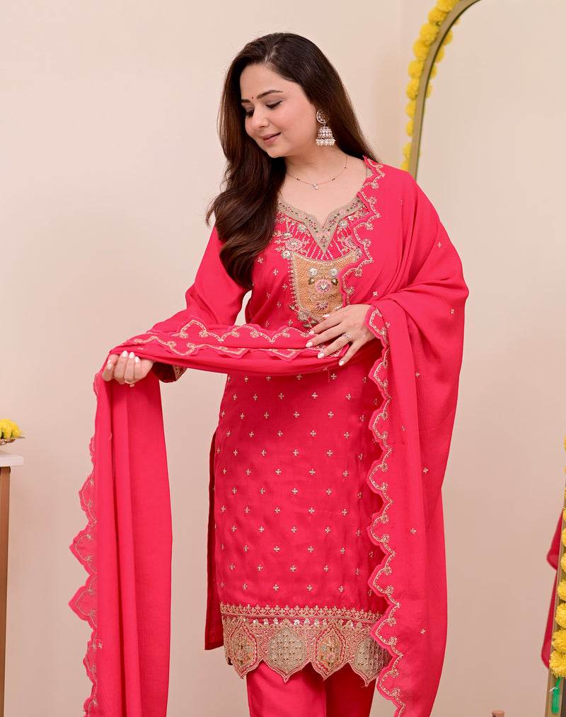 Noor-e-Rani Chanderi Silk Handwork Festive Suit