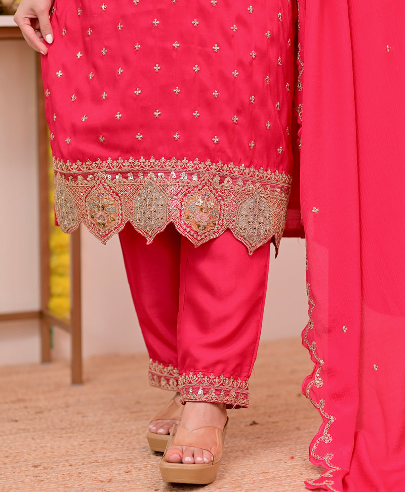 Noor-e-Rani Chanderi Silk Handwork Festive Suit