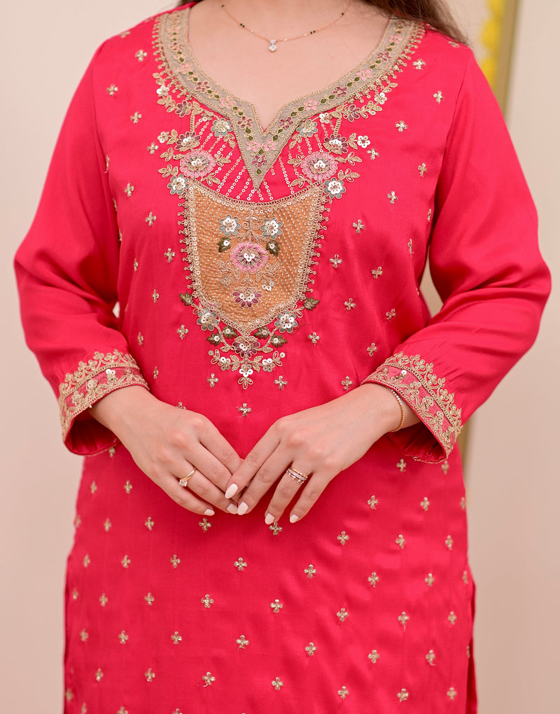Noor-e-Rani Chanderi Silk Handwork Festive Suit