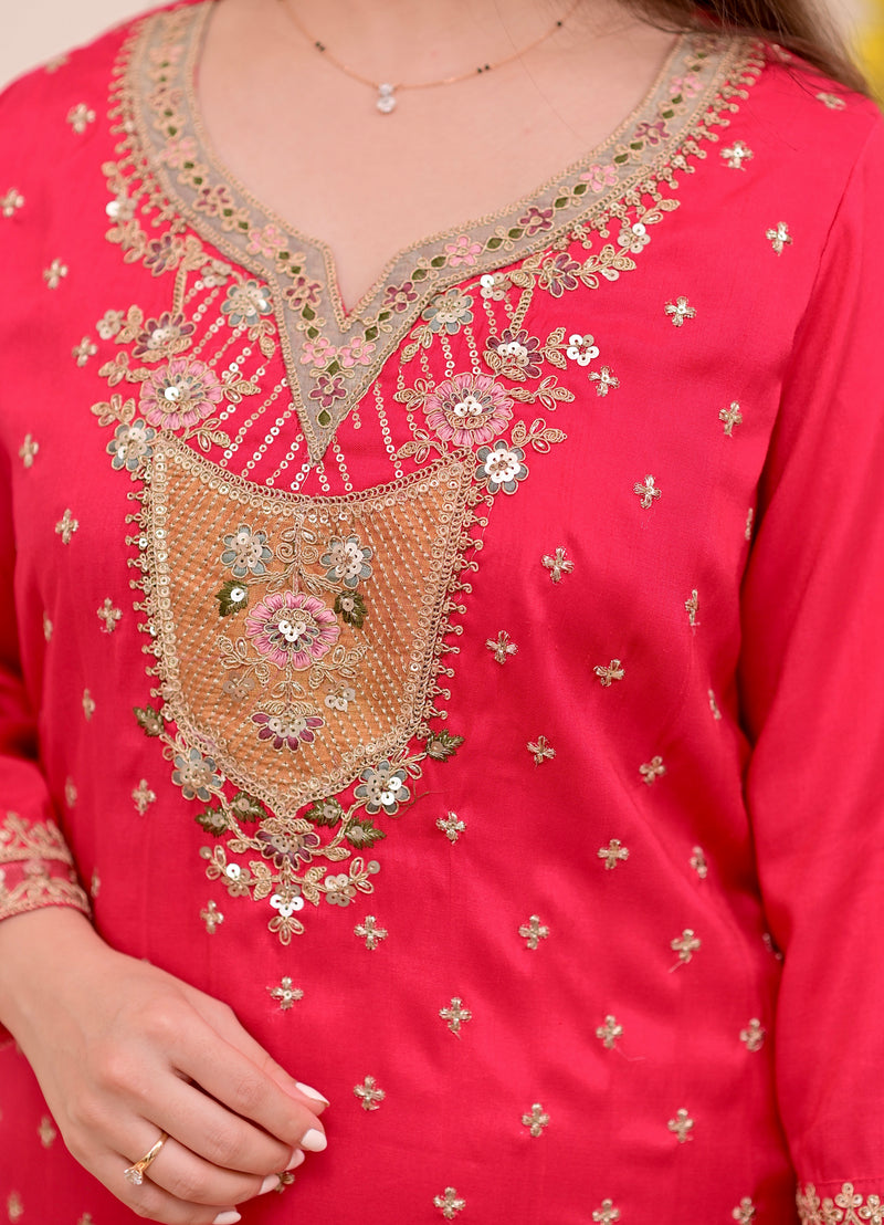 Noor-e-Rani Chanderi Silk Handwork Festive Suit