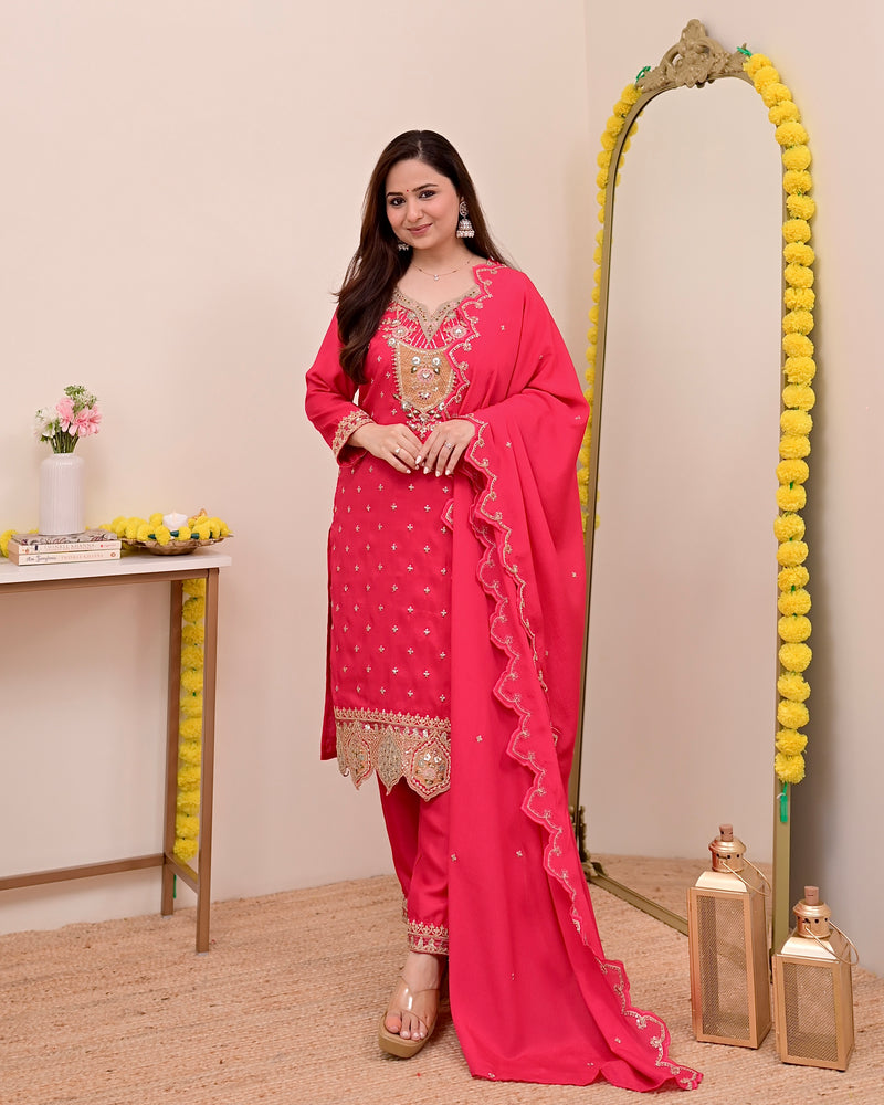 Noor-e-Rani Chanderi Silk Handwork Festive Suit