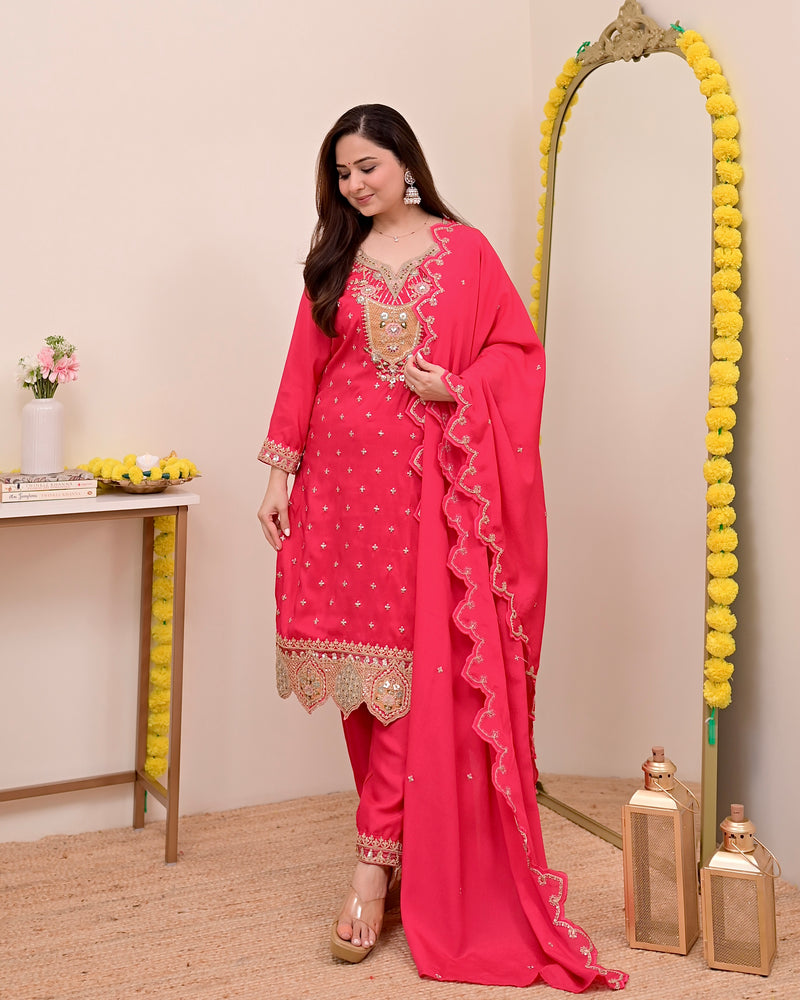 Noor-e-Rani Chanderi Silk Handwork Festive Suit